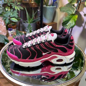 Nike Air Max Plus Girls Low Top Sneakers 7Y Black Pink Athletic Shoes
